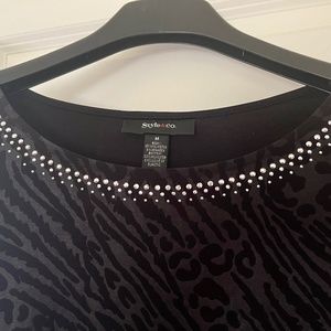 Style & Co Black Animal Print Tunic